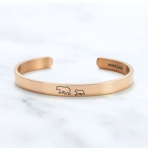 Mama Bear & Her Baby Bears Engraved Cuff Bracelet